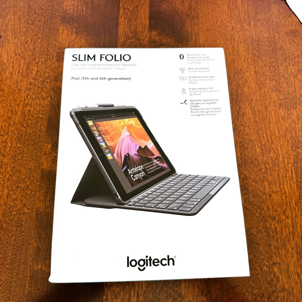 Logitech Slim Folio Case w/ Keyboard for Apple iPad (5th & 6th Gen) - Black